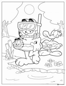 Garfield Scuba Diving Coloring Page