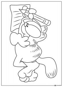 Garfield Writing with Pencil Coloring Page