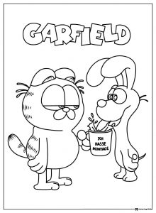 Garfield and Odie I Hate Mondays Coloring Page