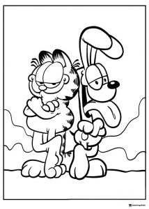 Garfield and Odie Posing Coloring Sheet