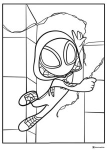 Ghost Spider Web Slinging Action Coloring Page
