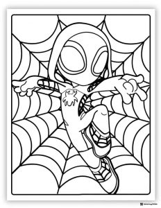 Ghost Spider on Web Coloring Page