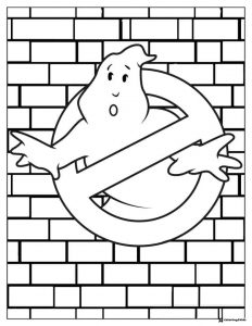 Ghostbusters Logo Coloring Page on Brick Wall