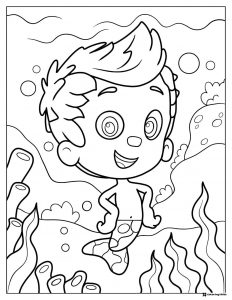 Gil Bubble Guppy in an underwater scene coloring page
