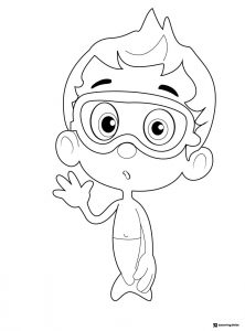 Gil Bubble Guppy waving coloring page