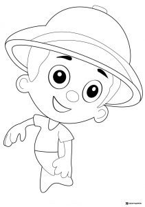 Gil Bubble Guppy wearing a sun hat coloring sheet
