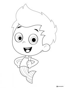 Gil Bubble Guppy with hands on hips coloring sheet