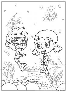 Gil and Deema underwater coloring page