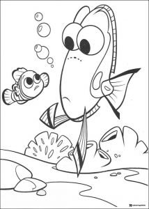 Gill and Nemo Coloring Page underwater