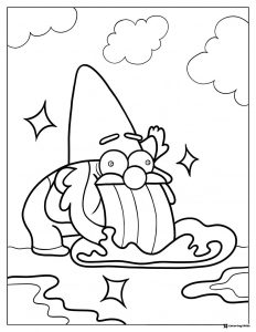 Gnome puking a rainbow coloring page