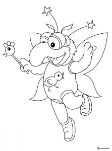Gonzo Coloring Page as a fairy with a wand