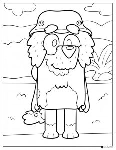 Grandad Character Coloring Page with Outdoor Scenery