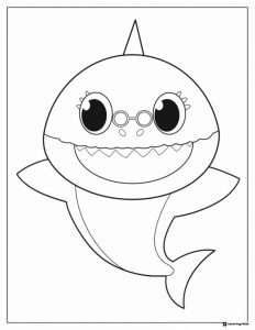 Grandma Shark coloring page with spectacles