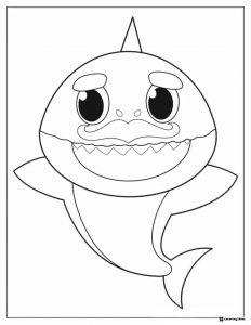 Grandpa Shark coloring page with mustache and eyebrows
