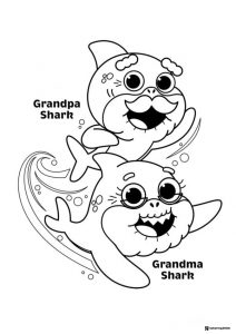 Grandpa and Grandma Shark coloring page