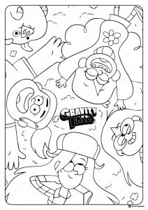 Gravity Falls characters on the ground Coloring Sheet
