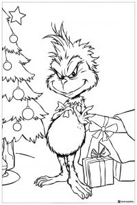 Grinch Stealing Presents Coloring Page