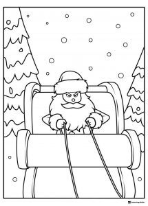 Grinch as Santa in sleigh coloring page