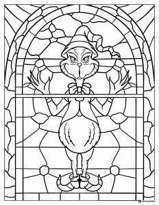 Grinch in stained glass style coloring page