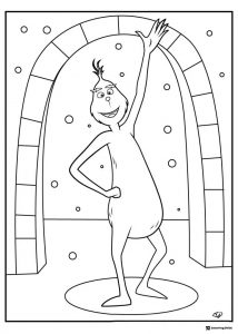 Grinch waving under an arch coloring page