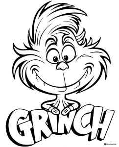 Grinch with Logo Coloring Page