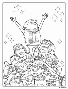 Gru and Minions Cheering Coloring Page