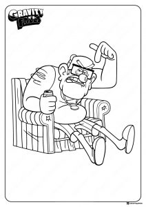 Grunkle Stan Coloring Sheet in his armchair