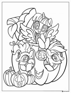 Halloween MLP with pumpkins coloring page