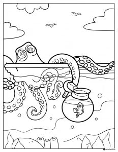 Hank and Dory in tanks coloring page