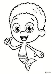 Happy Goby Bubble Guppy giving a thumbs up coloring page