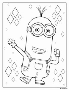 Happy Minion with diamond shapes coloring page