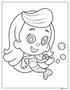 Happy Molly Bubble Guppy with bubbles coloring page