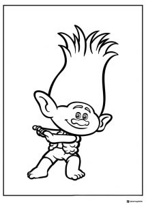 Happy Trolls character striking a pose coloring