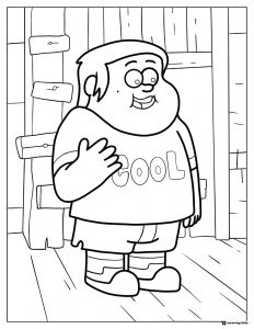 Happy boy in a COOL shirt coloring page