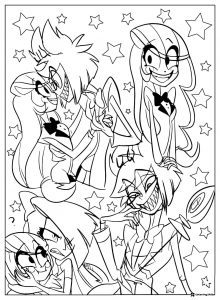 Hazbin Hotel Characters Collage Coloring Sheet
