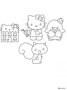 Hello Kitty a house a penguin and a squirrel 1
