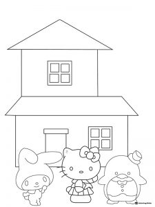 Hello Kitty and friends in front of a house 1