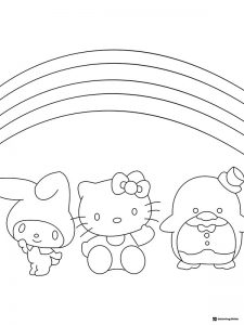 Hello Kitty and friends under a rainbow