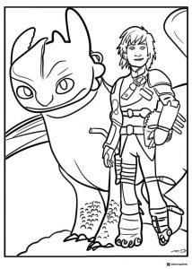Hiccup and Toothless coloring page