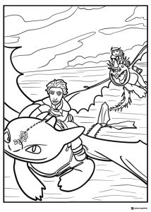 Hiccup in dragon armor coloring page
