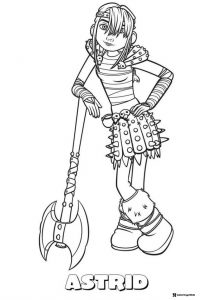 How to Train Your Dragon Astrid coloring page with axe