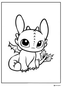 How to Train Your Dragon coloring page of a baby Night Fury