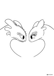 How to Train Your Dragon coloring page of two dragons