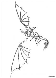 How to Train Your Dragon coloring sheet of Hiccup riding Toothless