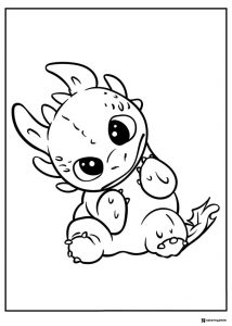 How to Train Your Dragon coloring sheet of a cute baby dragon