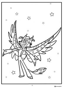 Husker Coloring Page Flying with Stars