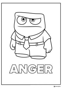 Inside Out 2 Anger with name coloring sheet