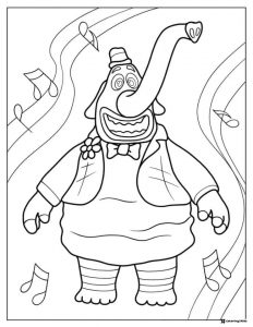 Inside Out 2 Bing Bong with music notes coloring