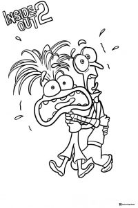 Inside Out 2 Fear and Envy hugging coloring