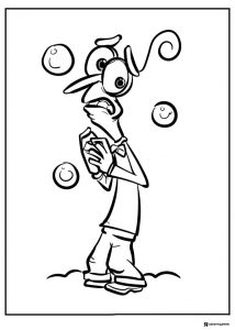 Inside Out 2 Fear juggling bubbles coloring page